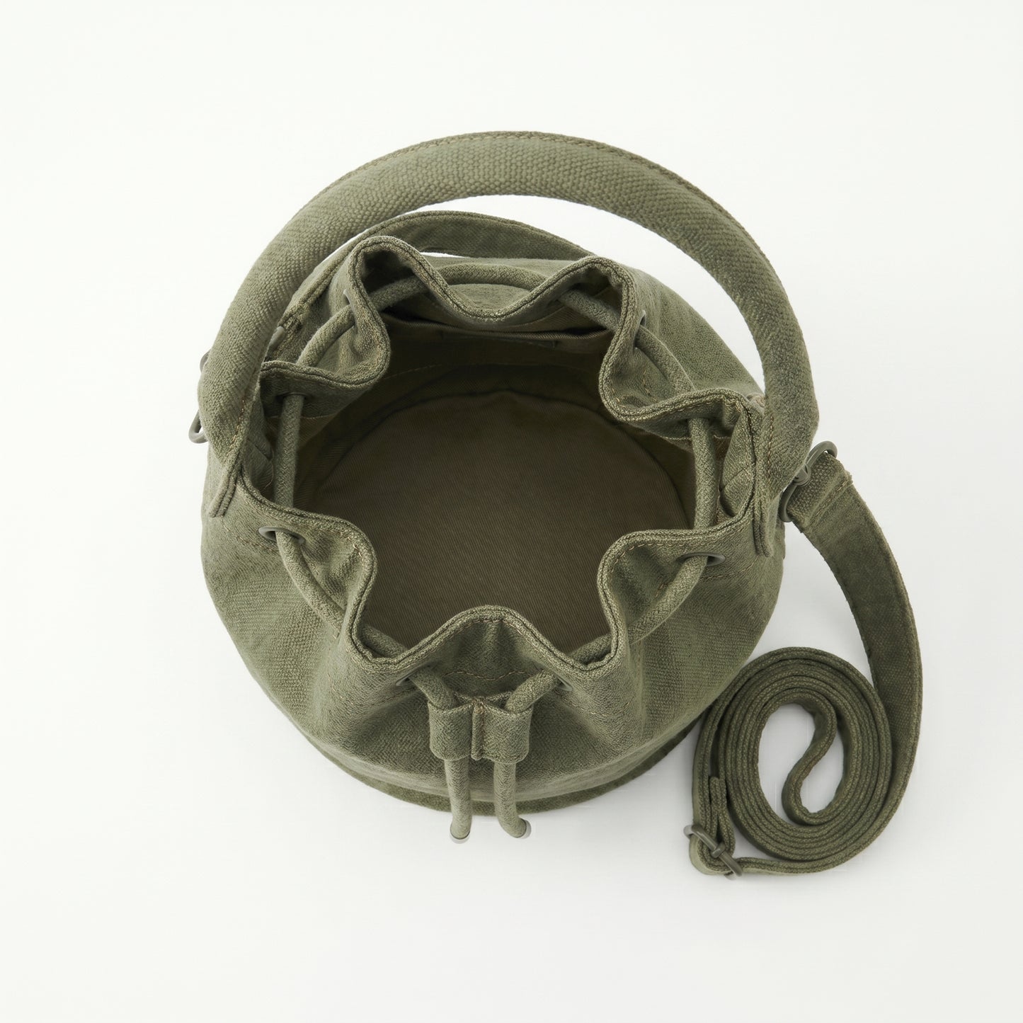 Medium Olive Canvas Bucket Handbag