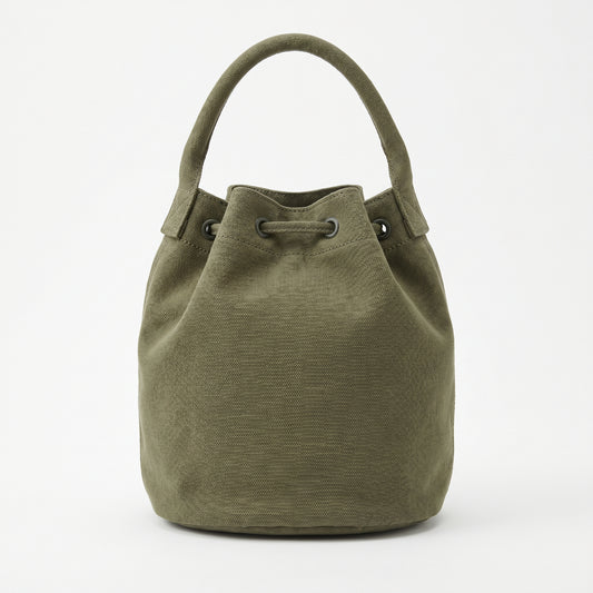 Medium Olive Canvas Bucket Handbag
