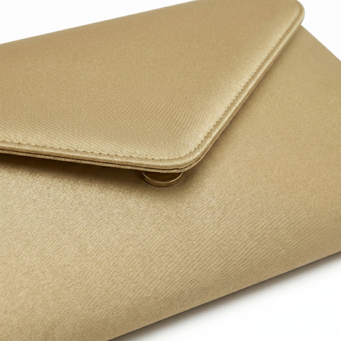 Elegant Gold Satin Envelope Clutch, Medium