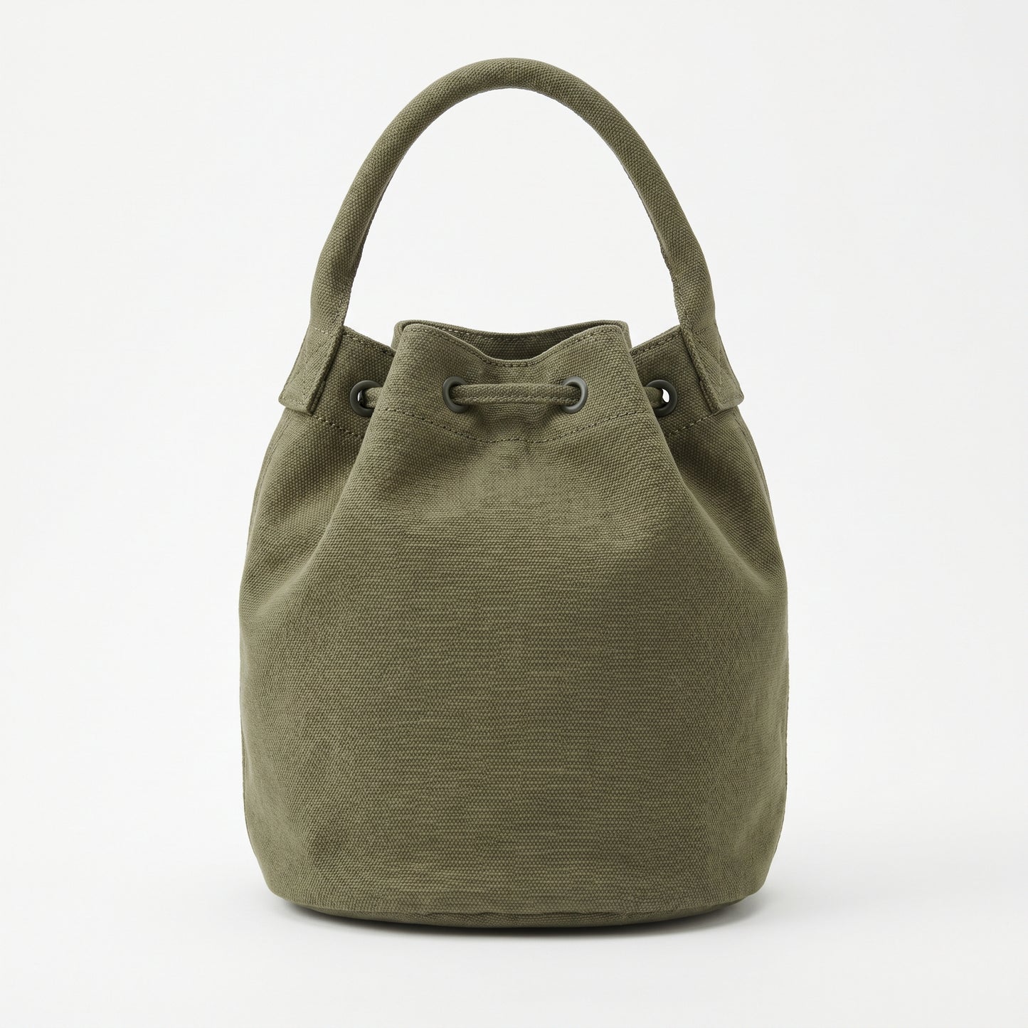 Medium Olive Canvas Bucket Handbag