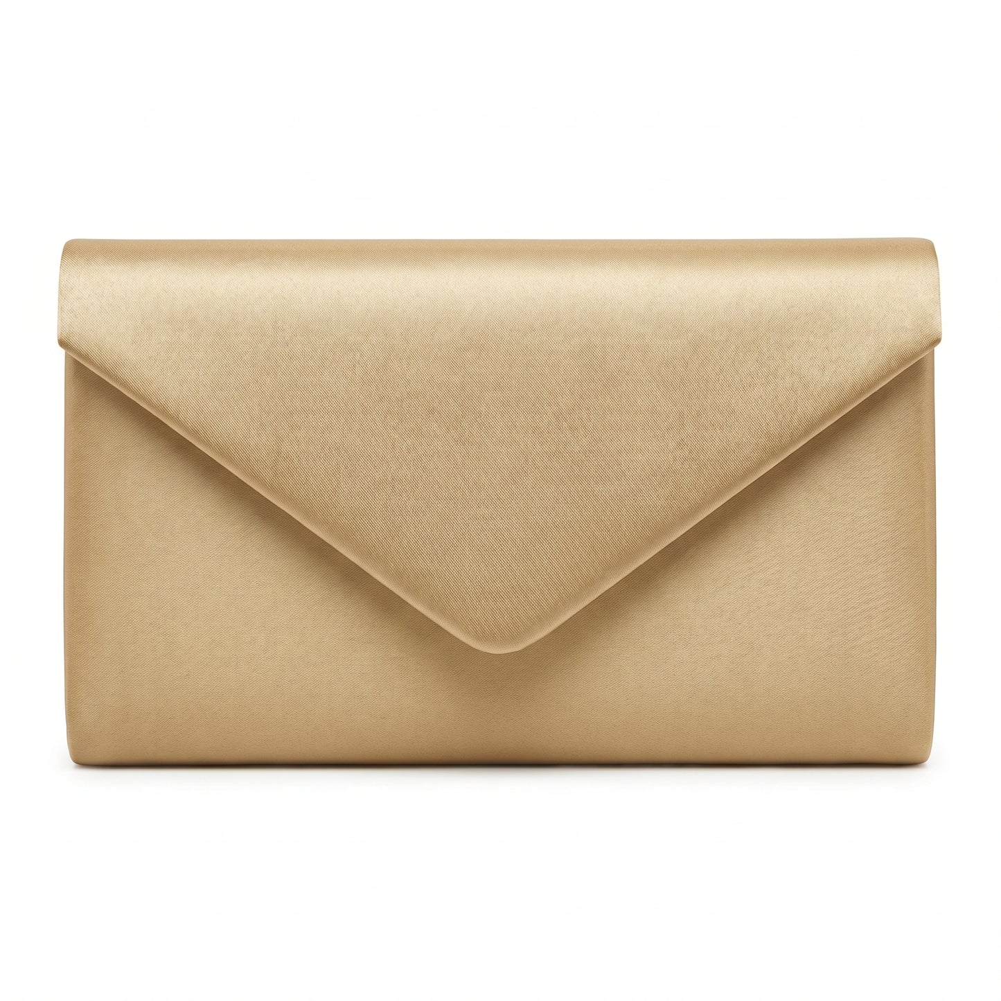 Elegant Gold Satin Envelope Clutch, Medium