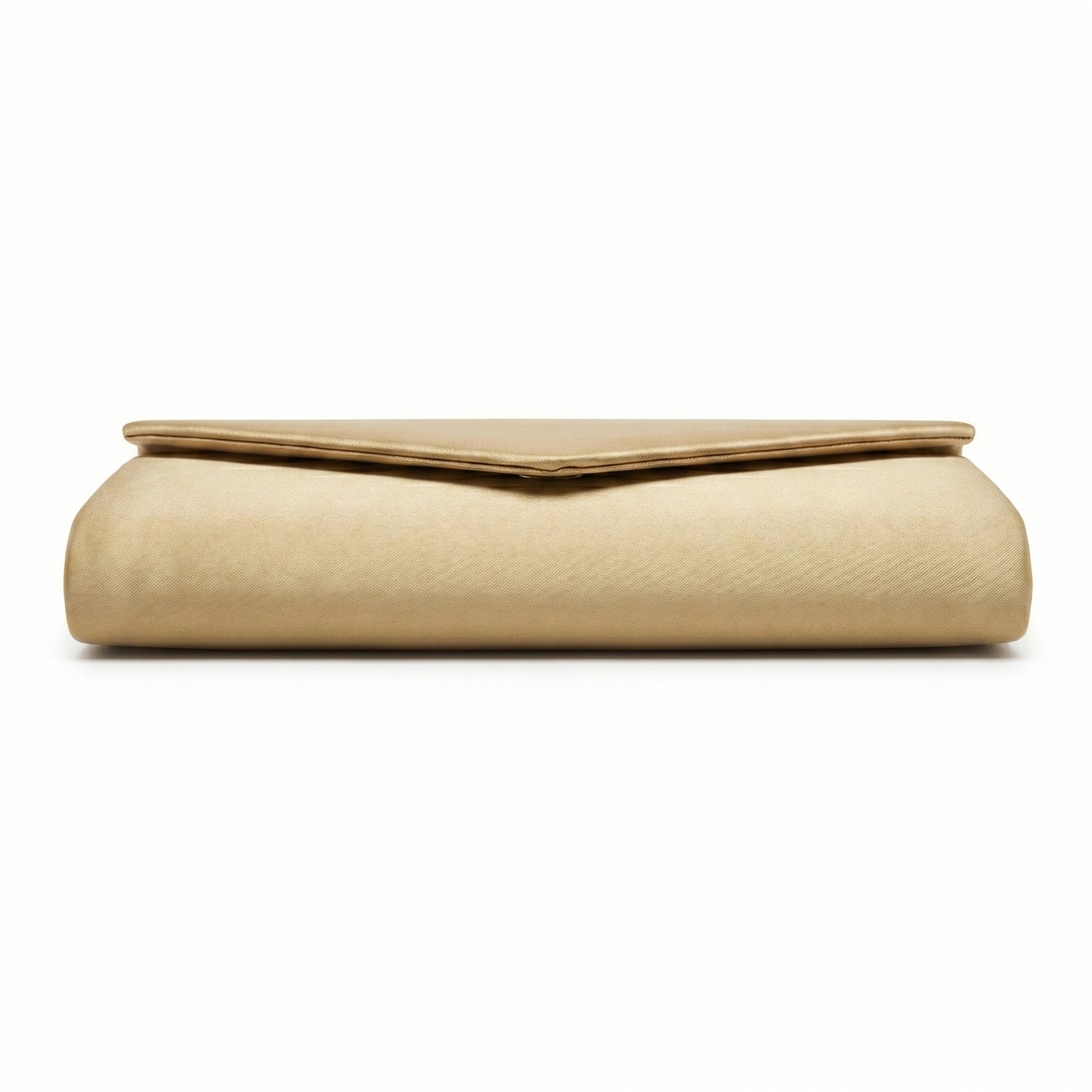 Elegant Gold Satin Envelope Clutch, Medium