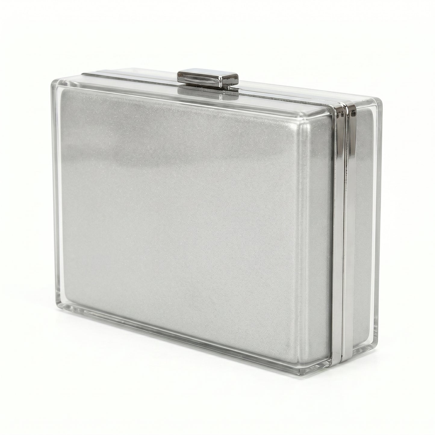 Medium Silver Acrylic Box Clutch