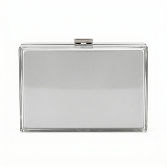 Medium Silver Acrylic Box Clutch