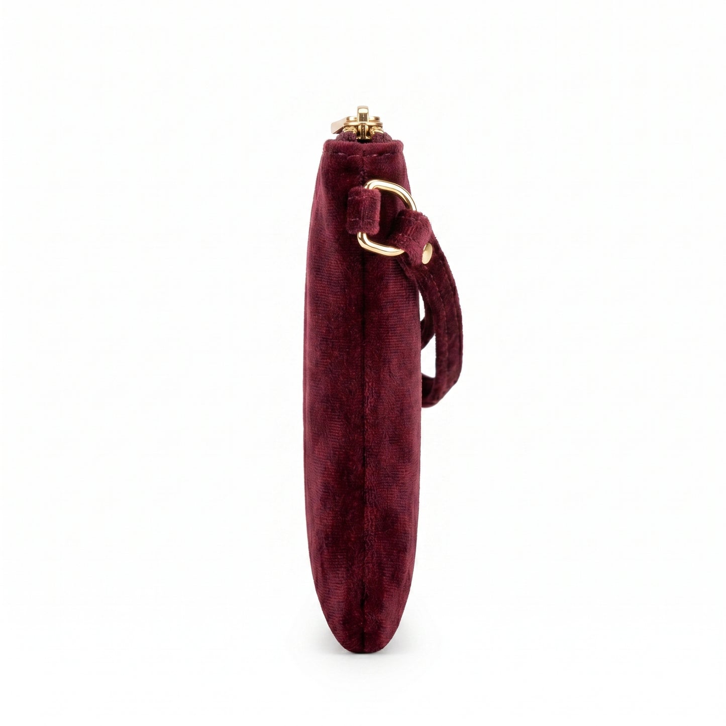 Maroon Velvet Wristlet Clutch, Medium Size