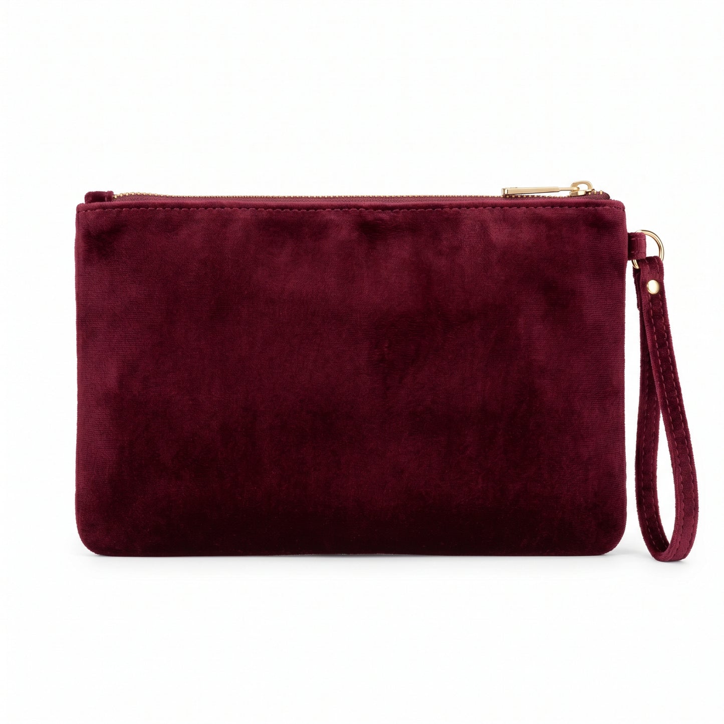 Maroon Velvet Wristlet Clutch, Medium Size
